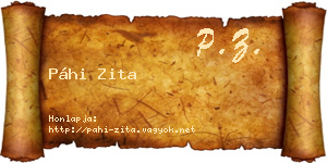 Páhi Zita névjegykártya